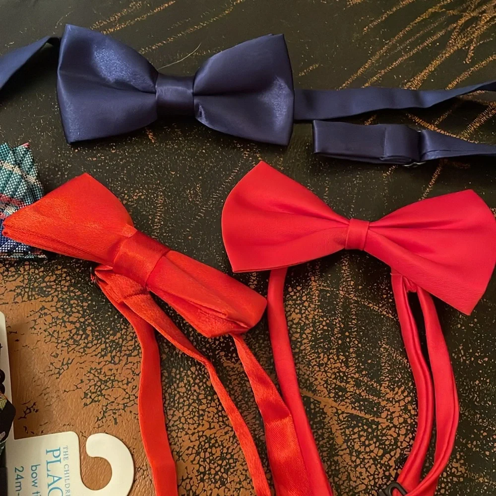 Kids Bow Tie and Necktie Set - Blue, Red, and Navy